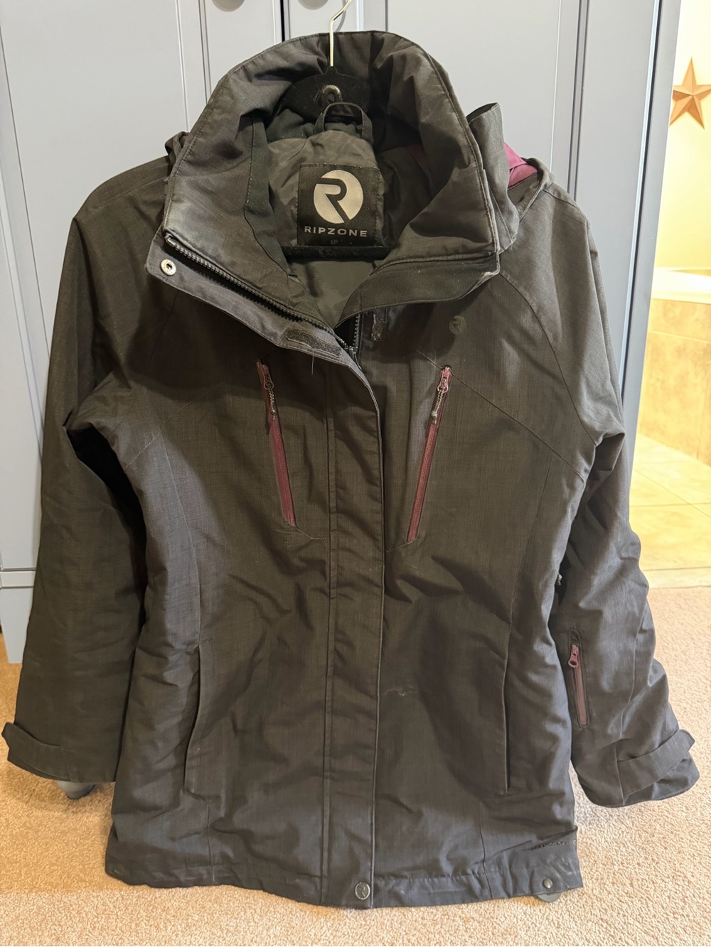 Ripzone Women's Dark Brown Insulated Ski Jacket with Hood